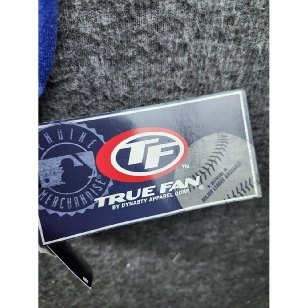 True Fan New York Mets Royal Blue Baseball Hoodie Button Neck Size Medium - Picture 8 of 11